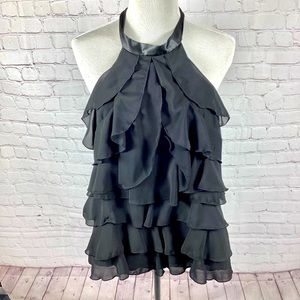 Black Layered Ruffles Halter‎ Top Women’s Size Small Sleeveless